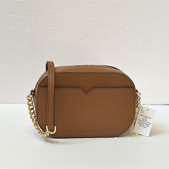 Michael Kors Rose Small Oval Camera Crossbody Bag Exotic Print Brown Multi - Picture 4 of 13